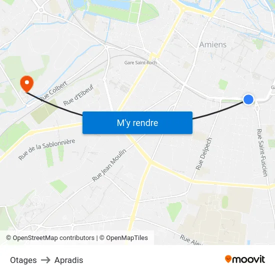 Otages to Apradis map