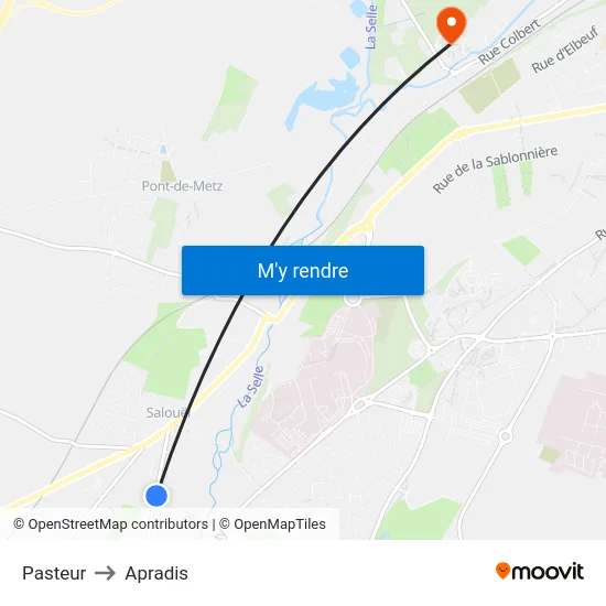 Pasteur to Apradis map