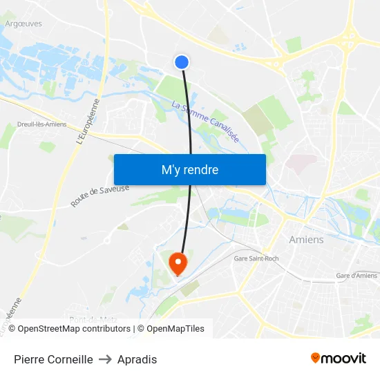 Pierre Corneille to Apradis map