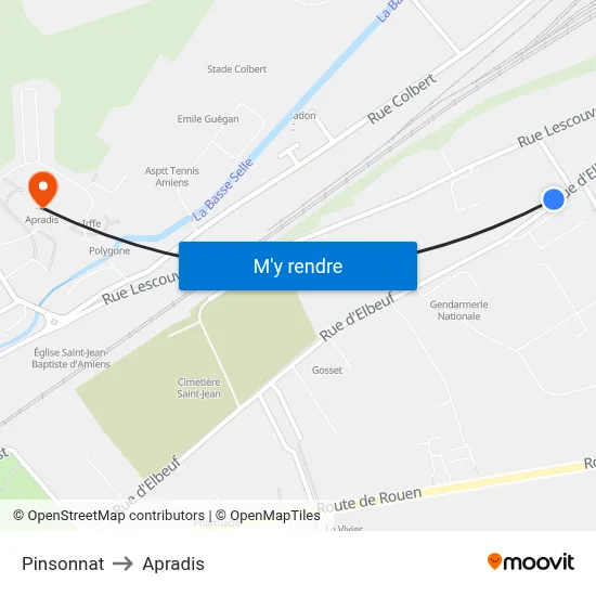 Pinsonnat to Apradis map