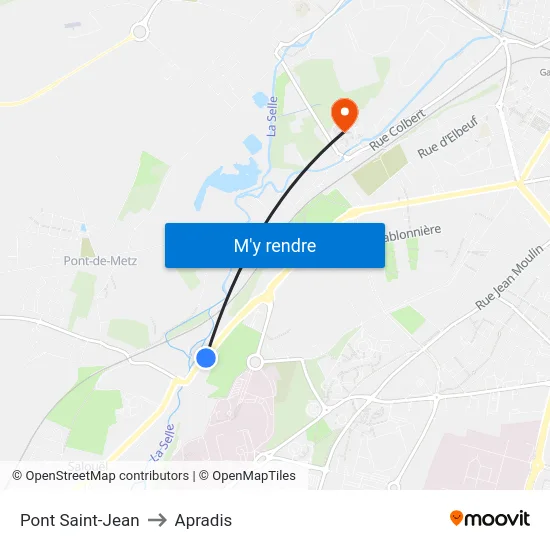 Pont Saint-Jean to Apradis map