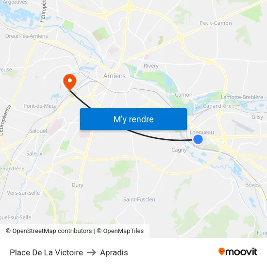 Place De La Victoire to Apradis map