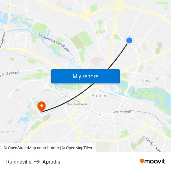 Rainneville to Apradis map