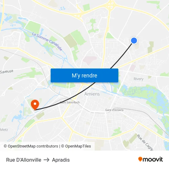 Rue D'Allonville to Apradis map