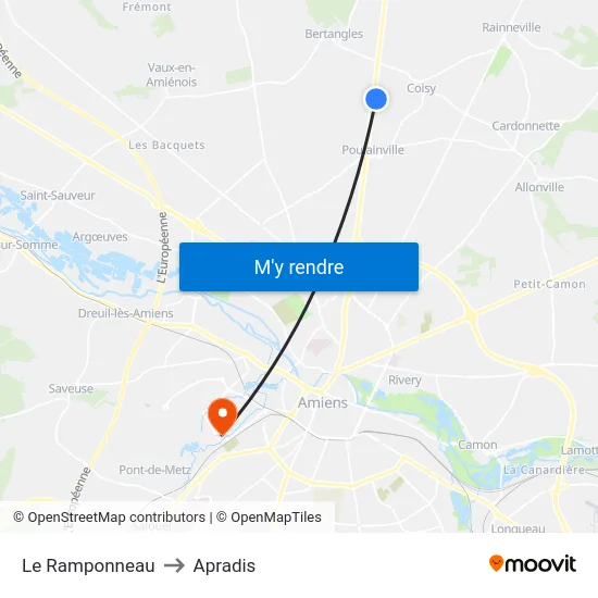 Le Ramponneau to Apradis map