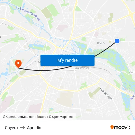 Cayeux to Apradis map