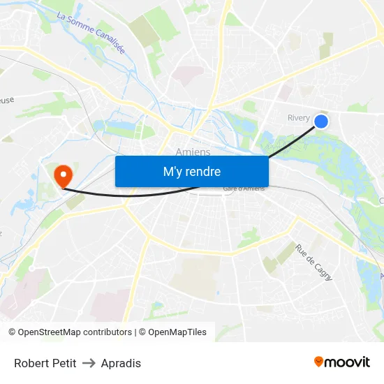 Robert Petit to Apradis map