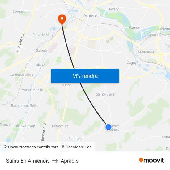 Sains-En-Amienois to Apradis map