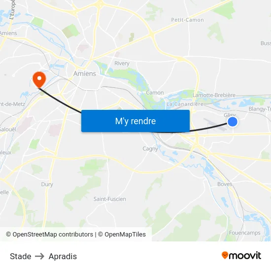 Stade to Apradis map