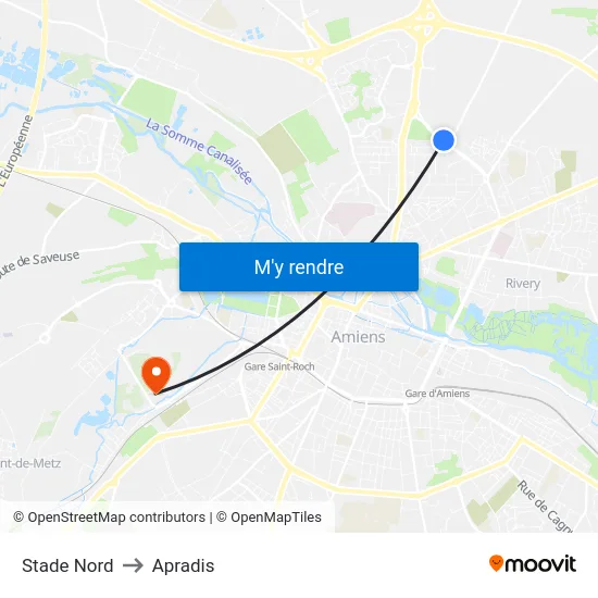 Stade Nord to Apradis map