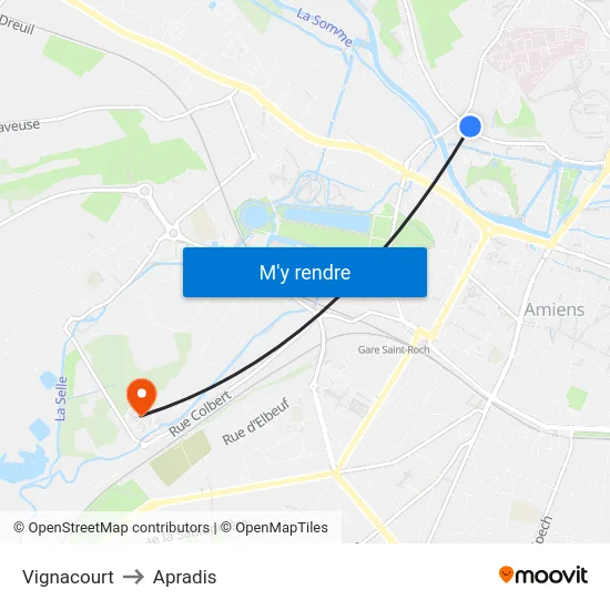 Vignacourt to Apradis map