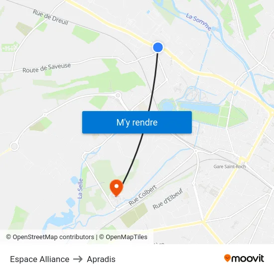 Espace Alliance to Apradis map