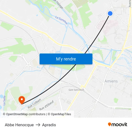 Abbe Henocque to Apradis map