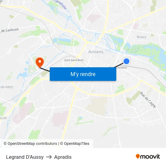 Legrand D'Aussy to Apradis map