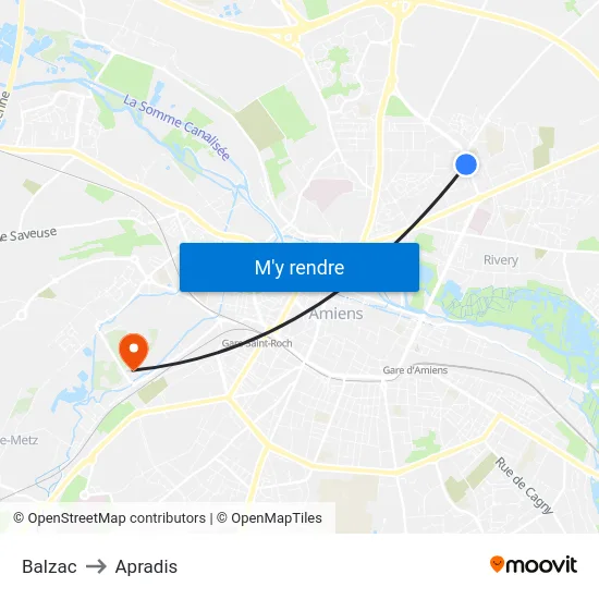 Balzac to Apradis map