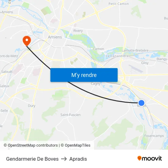 Gendarmerie De Boves to Apradis map