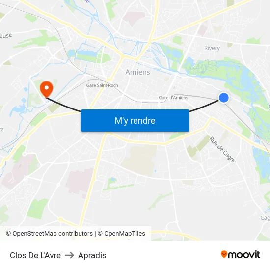 Clos De L'Avre to Apradis map