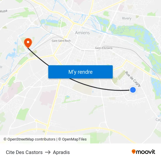 Cite Des Castors to Apradis map