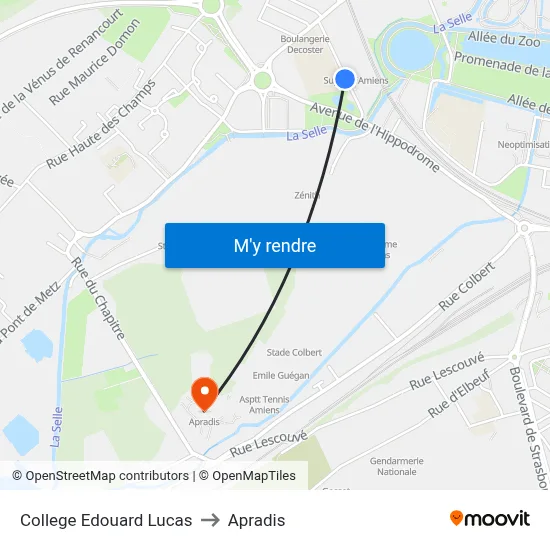 College Edouard Lucas to Apradis map