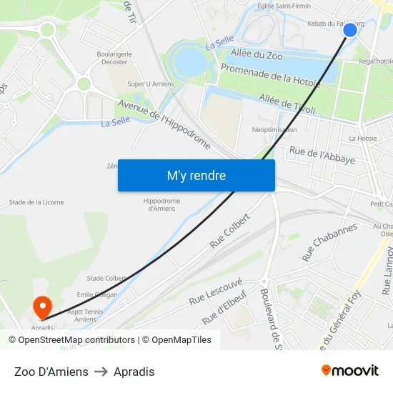 Zoo D'Amiens to Apradis map