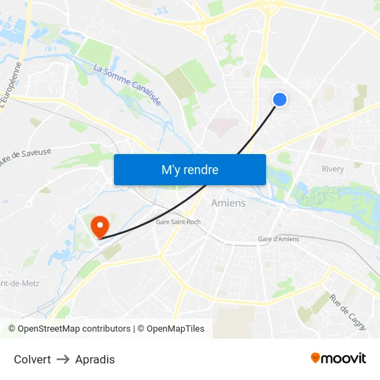 Colvert to Apradis map