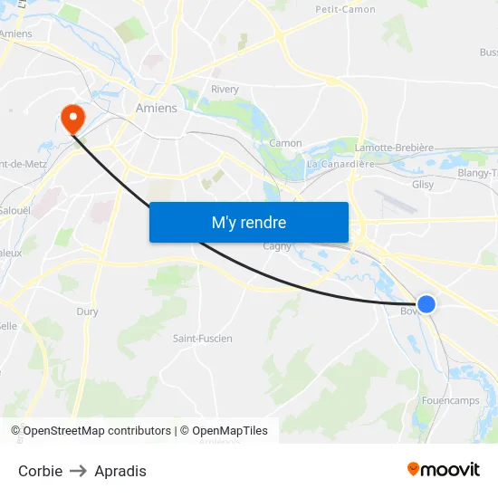 Corbie to Apradis map