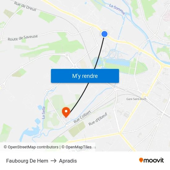 Faubourg De Hem to Apradis map
