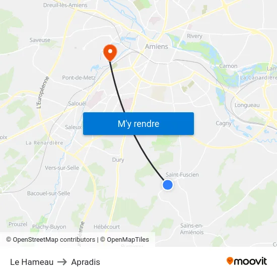 Le Hameau to Apradis map