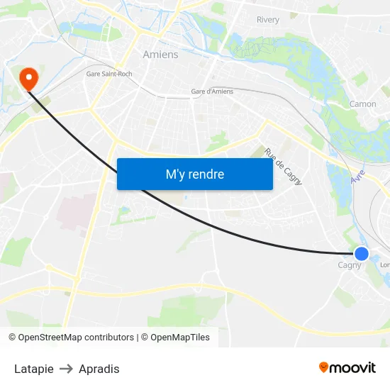 Latapie to Apradis map