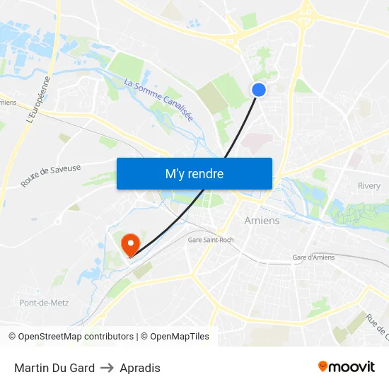 Martin Du Gard to Apradis map