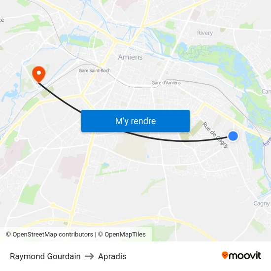 Raymond Gourdain to Apradis map