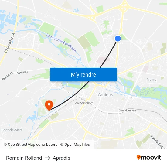 Romain Rolland to Apradis map