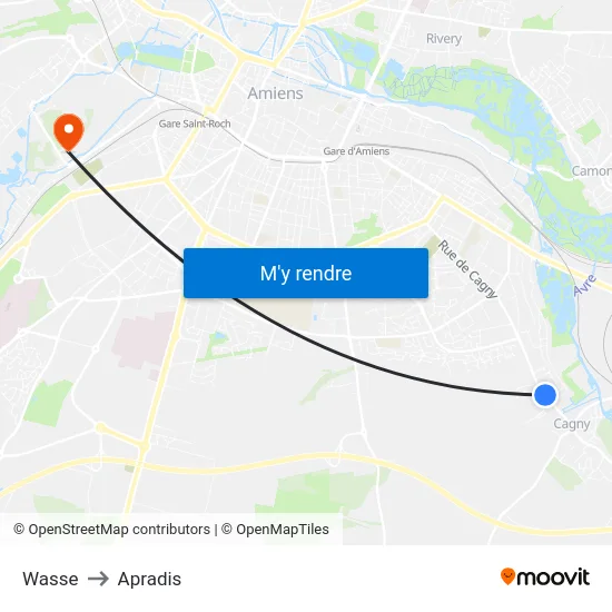 Wasse to Apradis map