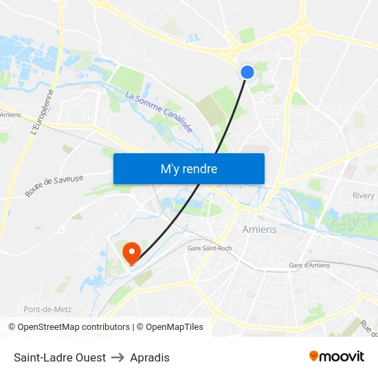 Saint-Ladre Ouest to Apradis map