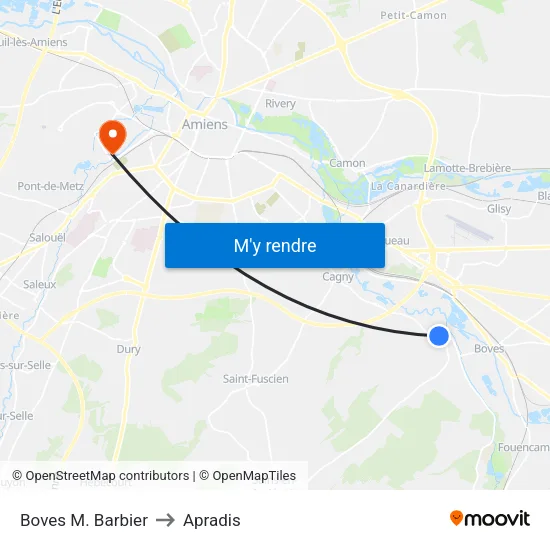 Boves M. Barbier to Apradis map