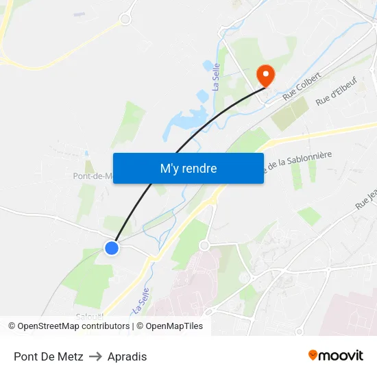 Pont De Metz to Apradis map