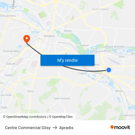 Centre Commercial Glisy to Apradis map