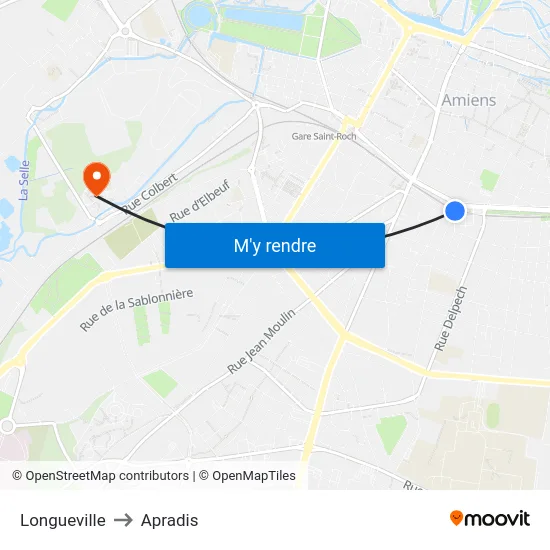 Longueville to Apradis map