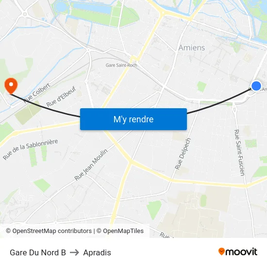 Gare Du Nord B to Apradis map