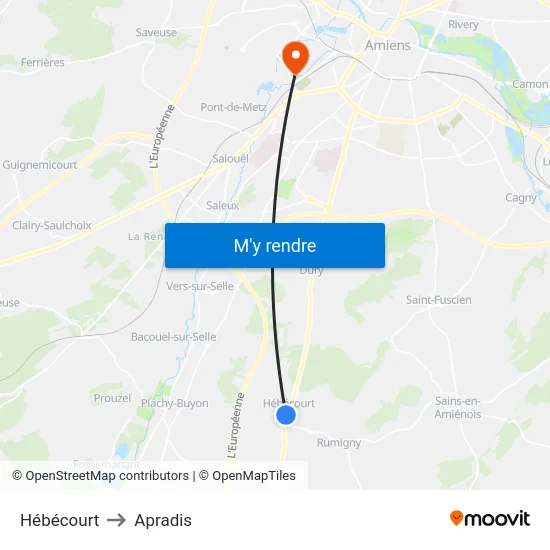 Hébécourt to Apradis map