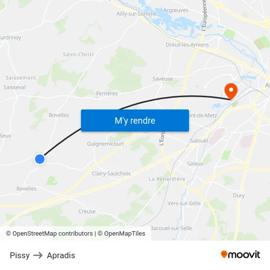 Pissy to Apradis map