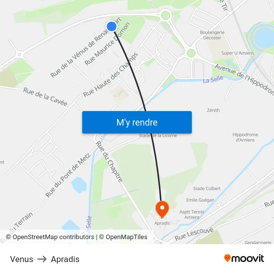 Venus to Apradis map