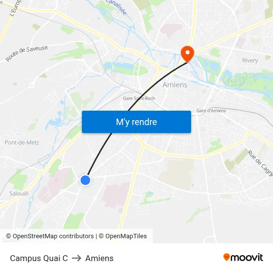 Campus Quai C to Amiens map