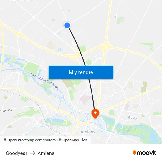 Goodyear to Amiens map