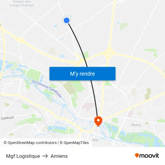 Mgf Logistique to Amiens map