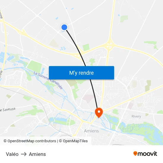 Valéo to Amiens map