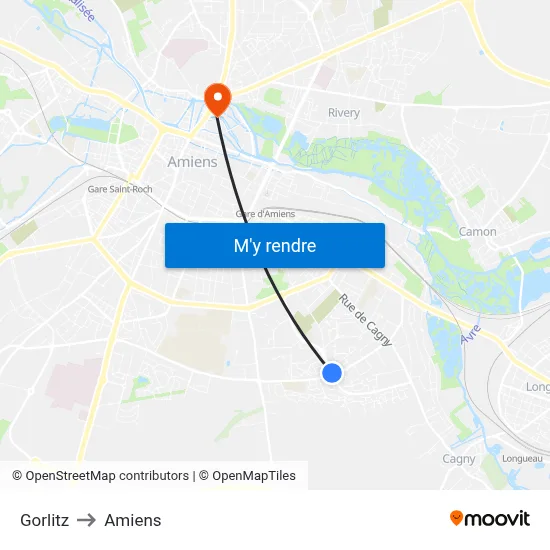 Gorlitz to Amiens map