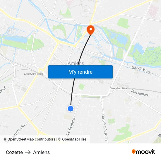 Cozette to Amiens map