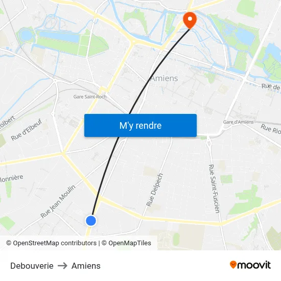 Debouverie to Amiens map