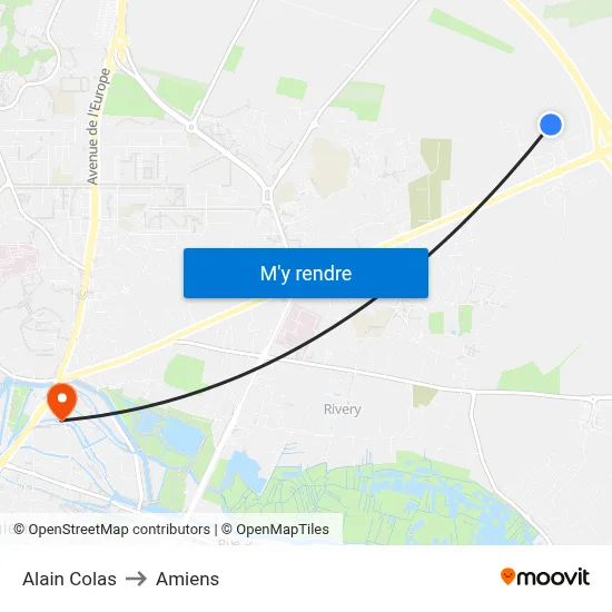 Alain Colas to Amiens map